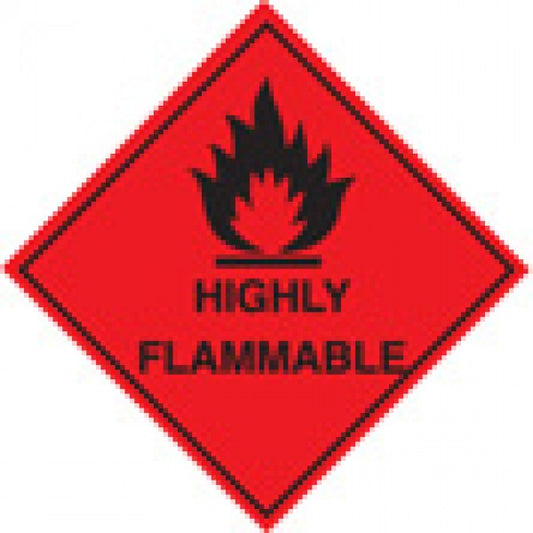 100 S/A labels 100x100mm highly flammable (9745)