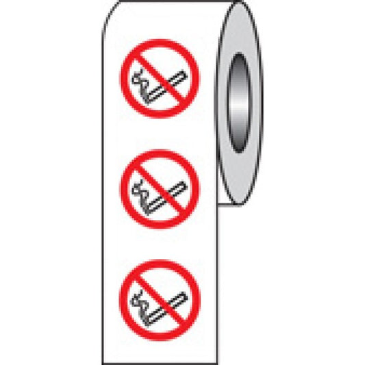 No smoking roll of 100 labels 75mm dia (9763)