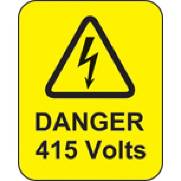 Danger 415 volts roll of 100 labels 40x50mm (9767)