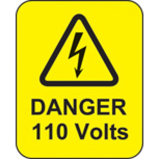 Danger 110 volts roll of 100 labels 40x50mm (9769)