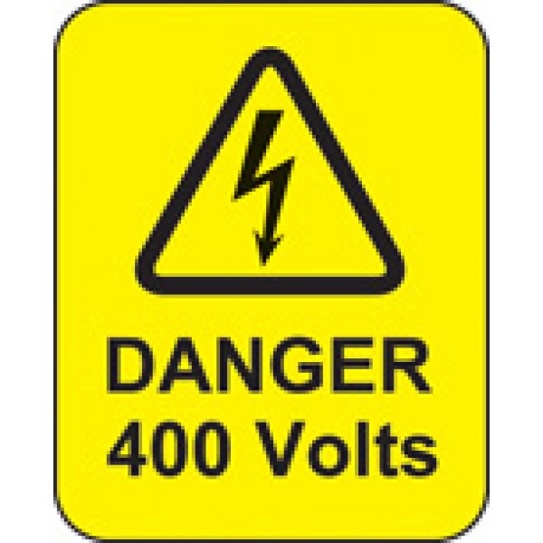 Danger 400 volts roll of 100 labels 40x50mm (9788)