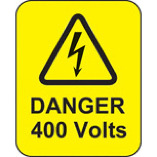 Danger 400 volts roll of 100 labels 40x50mm (9788)