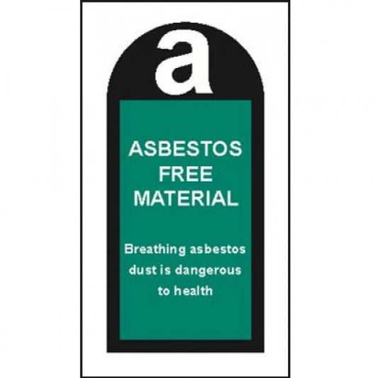 Asbestos free material -   roll of 100 self adhesive vinyl labels 27x50mm (9869)