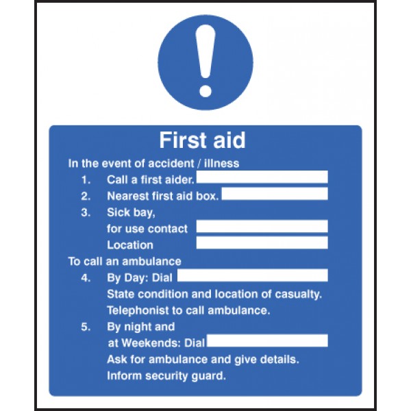 First aid in the event of accident / illness (6020)