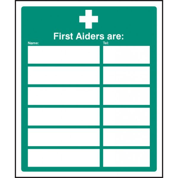 First aiders are (space for 6) (6022)