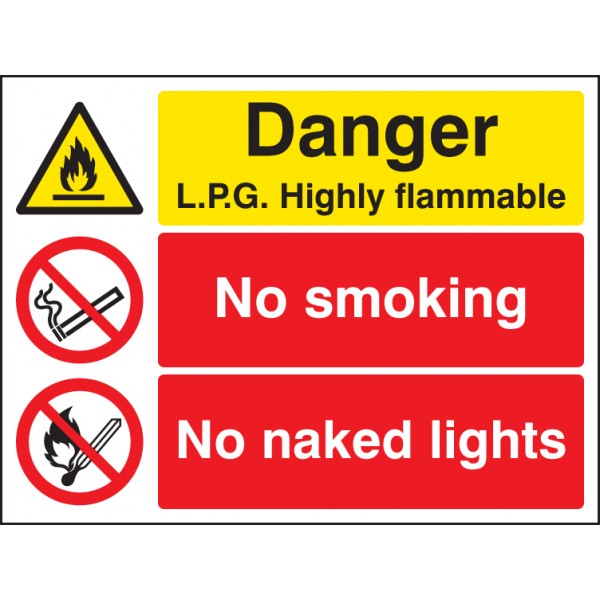 Danger LPG highly flammable no smoking no naked lights (6207)