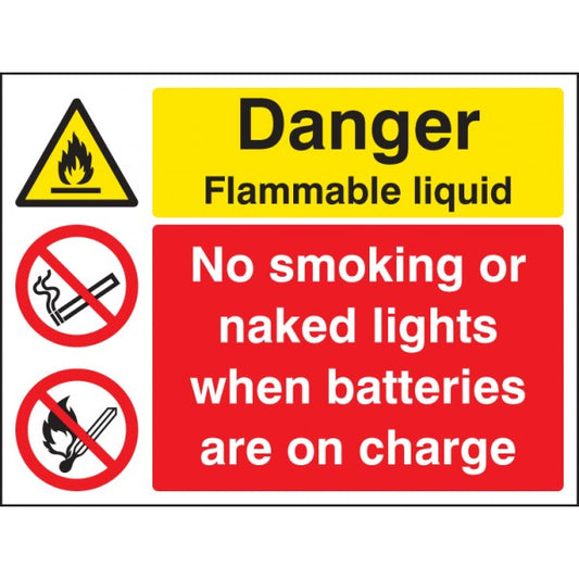 Flammable liquid no smoking/naked lights batteries on charge (6208)