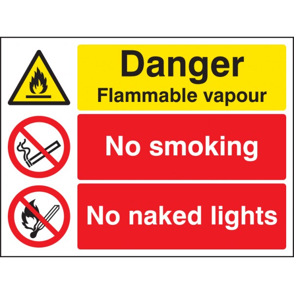 Danger flammable vapour no smoking no naked lights (6227)