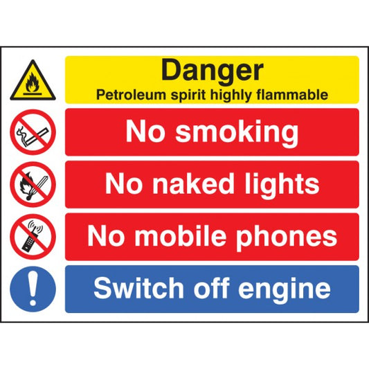 Petroleum spirit highly flammable/no smoking etc (6228)