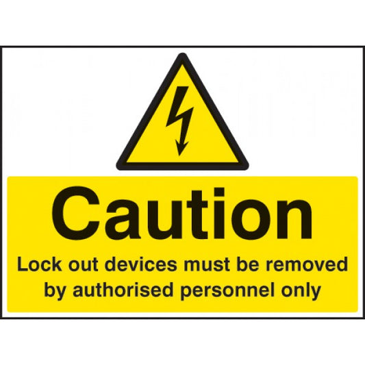 Caution Lockout devices must be removed by authorised personnel only (6245)