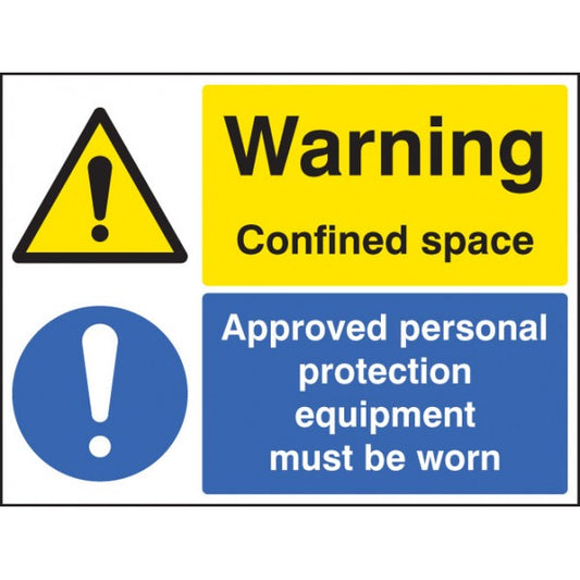 Warning confined space approved PPE must be worn (6260)