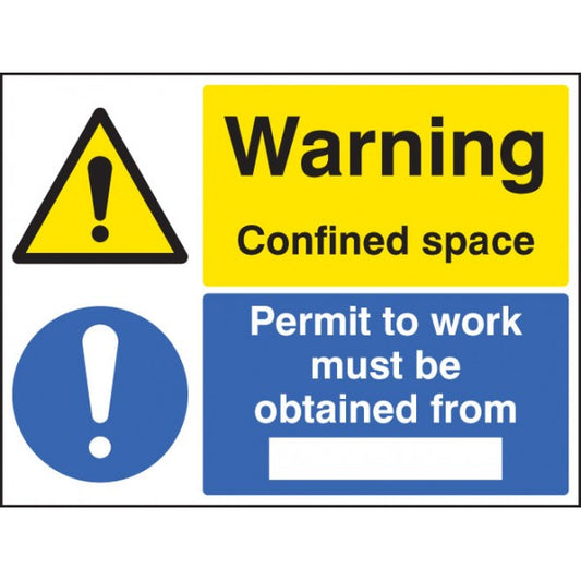 Warning confined space permit to work must be obtained (6262)