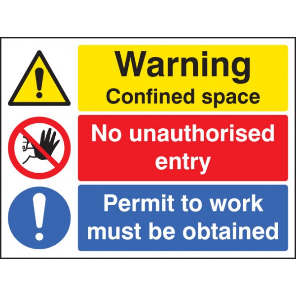 Warning confined space no entry permit to work (6264)