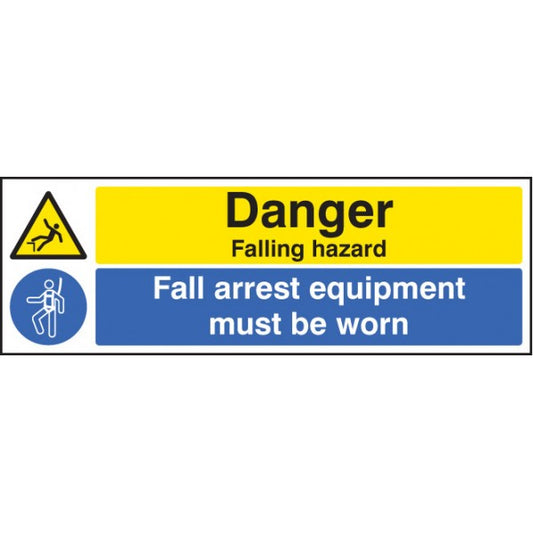 Danger falling hazard fall arrest equipment must be worn (6457)