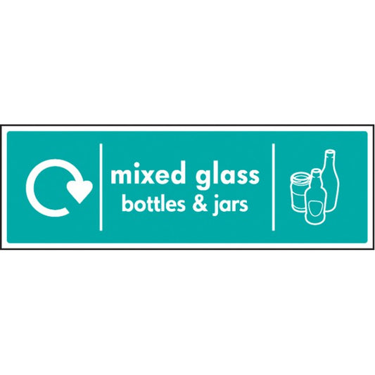 WRAP Recycling Sign - Mixed glass bottles & jars (6638)