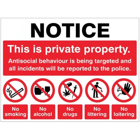 Notice This is private property Antisocial behaviour is being targeted (7113)