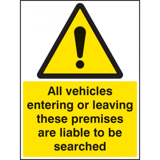 All vehicles entering or leaving liable to be searched (7530)