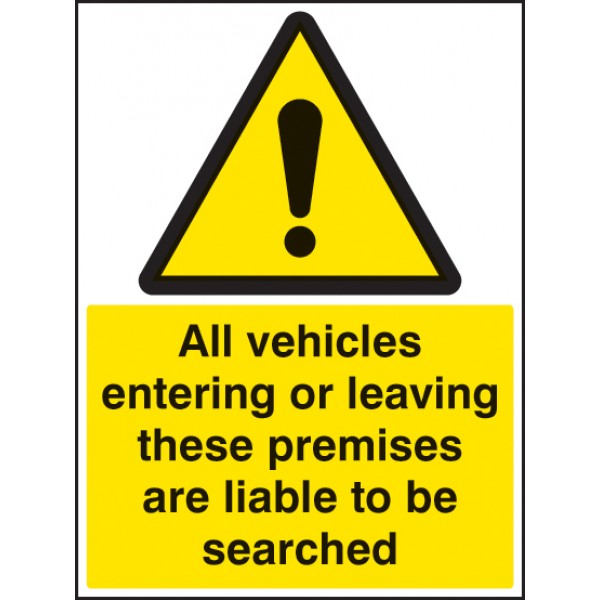 All vehicles entering or leaving liable to be searched (7530)