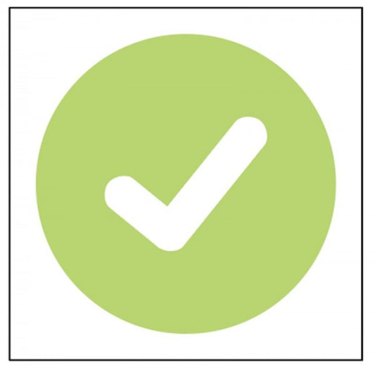 Green tick (safe to use) sticker (8419)