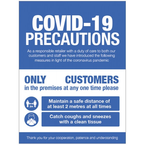 COVID 19 Precautions - Shop window sign (8424)