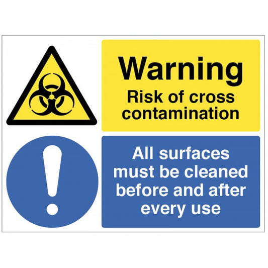 Warning risk of cross contamination, All surfaces must be cleaned before and after use (8451)