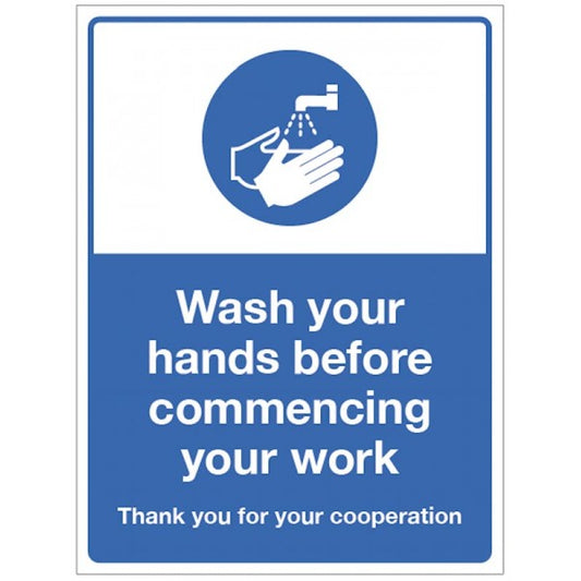 Wash your hands before commencing your work (8472)