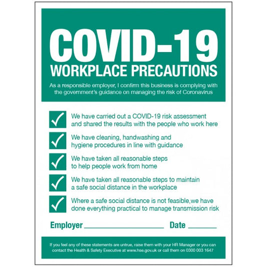Workplace precautions - COVID19 compliance notice (8577)