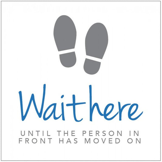 Wait here until the person in front has moved on - in-store floor graphic 400x400mm (CV0007)