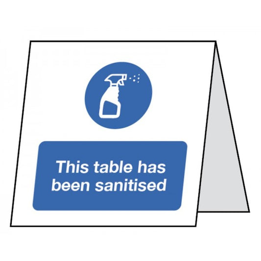 This table has been sanitised - double sided 100x100mm plastic table cards (pack of 5) (CV0034)